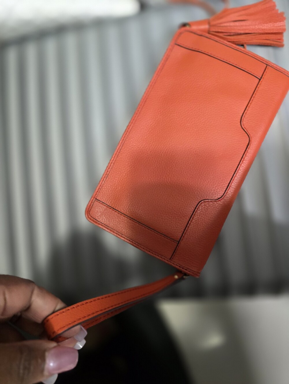 Men's Orange Leather Wristlet Wallet